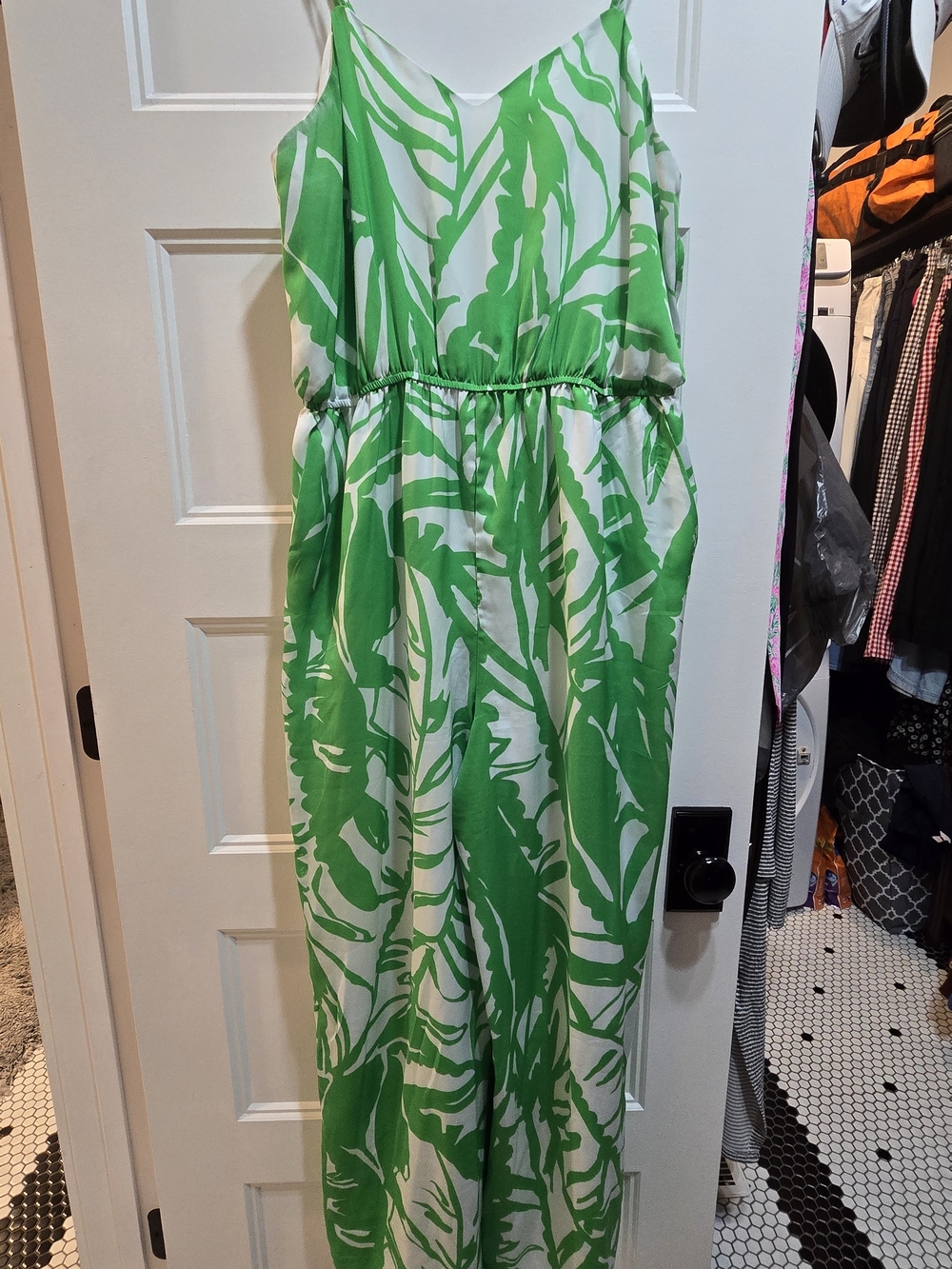 Lilly Pulitzer (For Target)  Womens Green and White Spaghetti-Strap Jumpsuit L